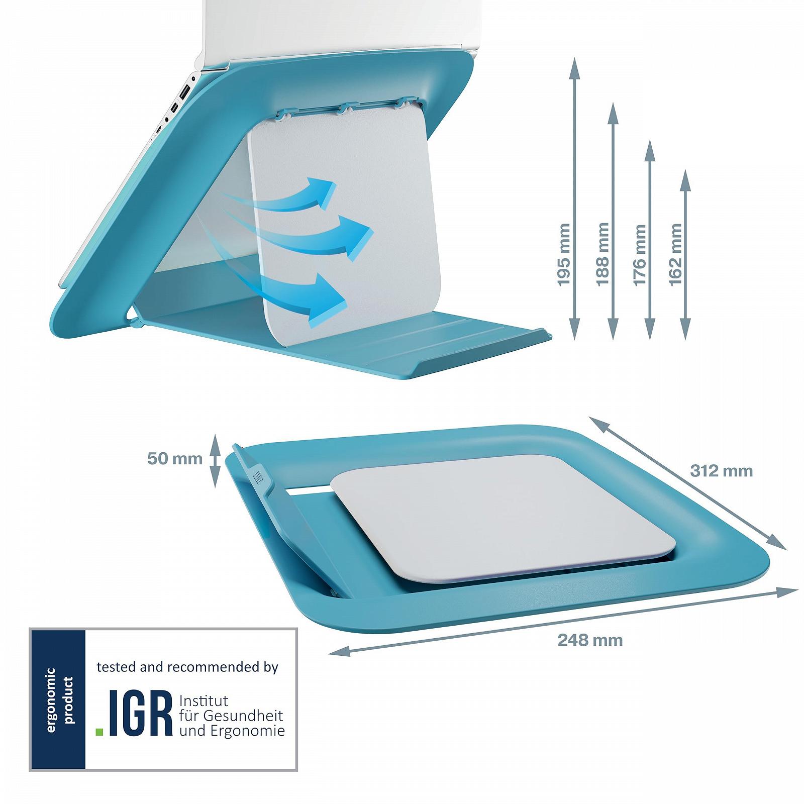 Підставка для ноутбука Leitz Ergo Cosy Регульована по висоті Блакитний, фото №4