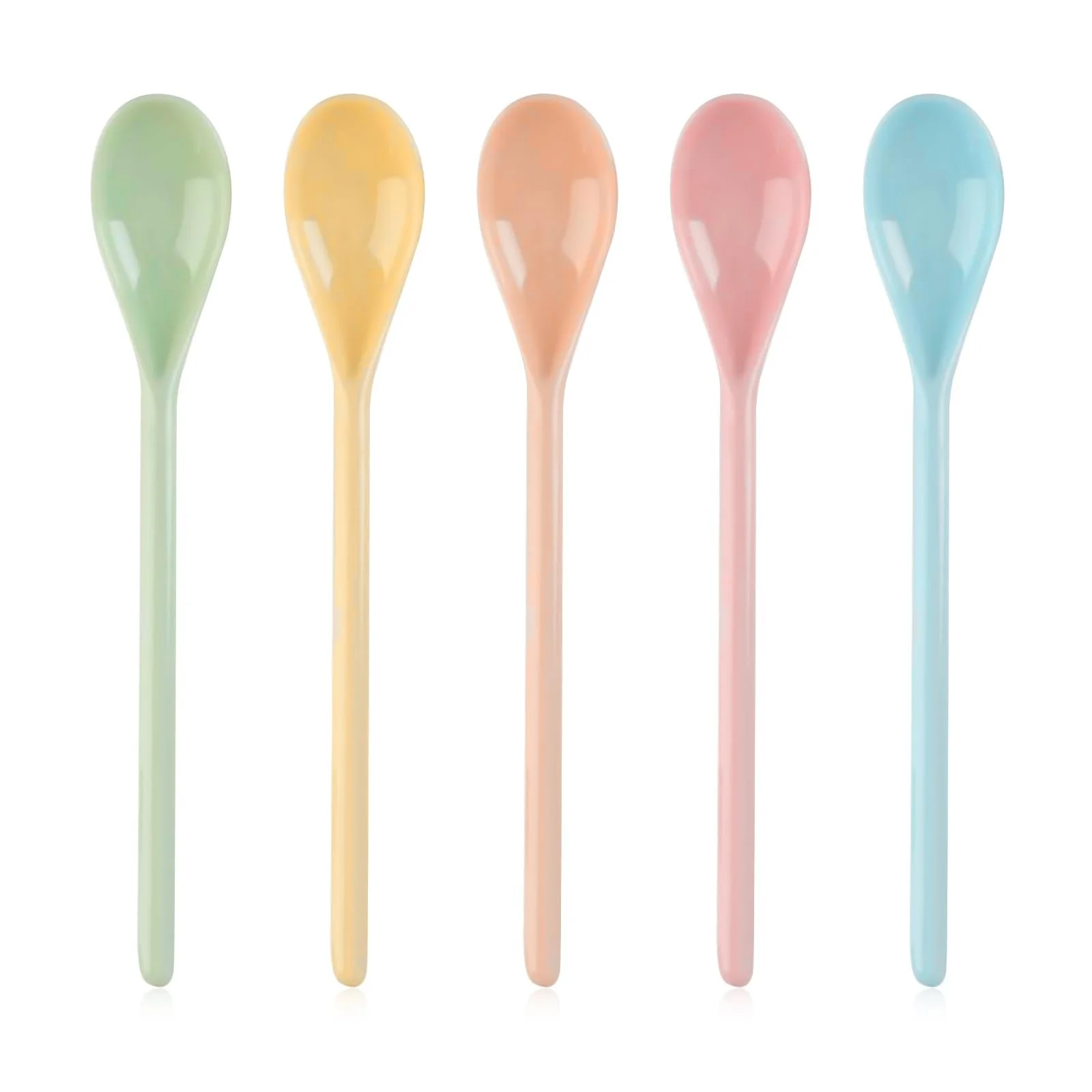 Ложки Пластиковые, Ложки для яиц, Ложки для варенья, Porcelain Animated Plastic, для кофе, напитков, яиц, мороженого, многоразовые, набор 5 шт, фото №1