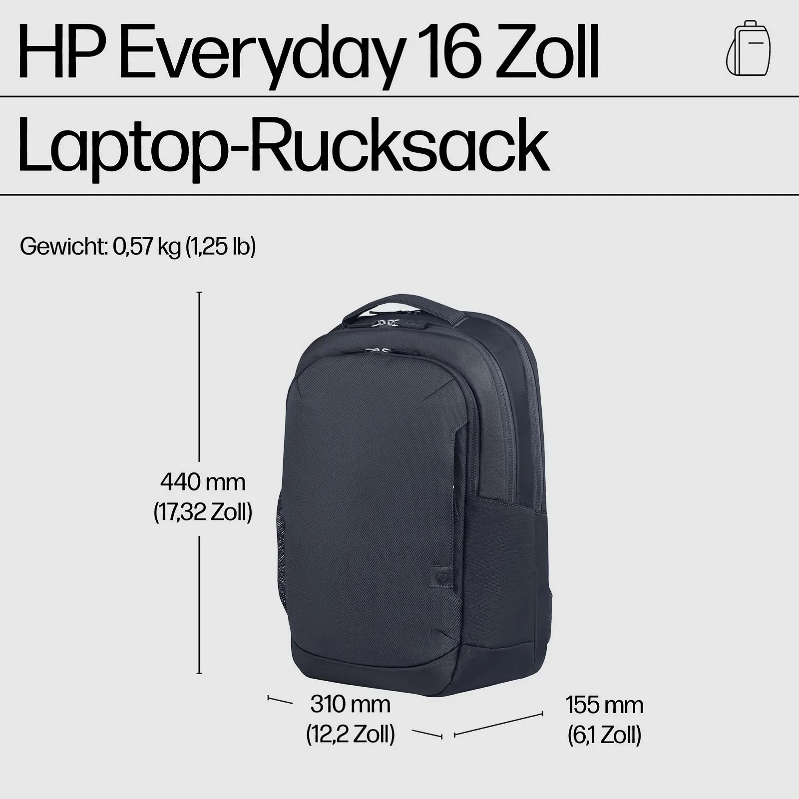 Рюкзак для ноутбука HP Everyday 16 дюймів 21 л Сірий, фото №9 Рюкзак для ноутбука HP Everyday 16 дюймів 21 л Сірий, фото №9