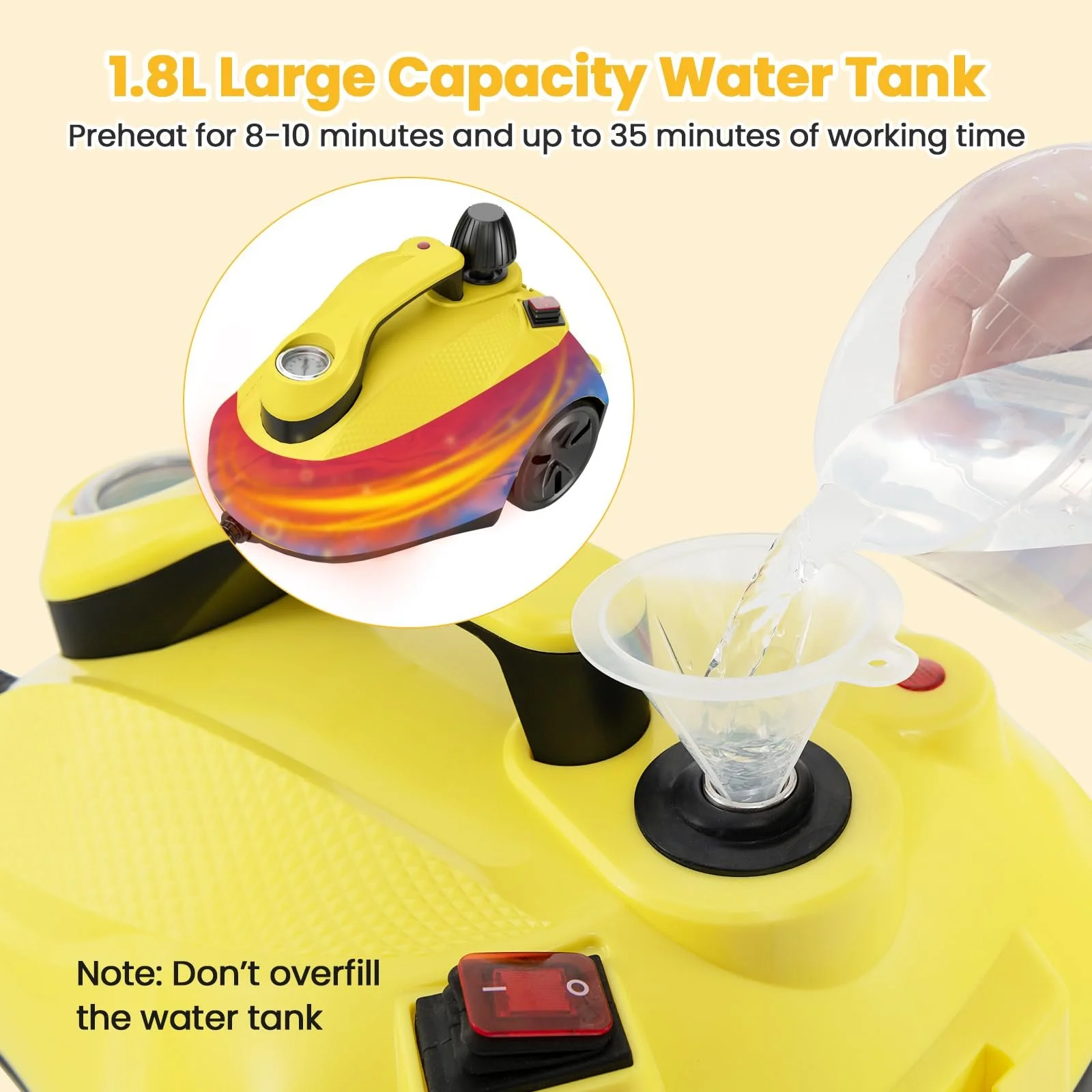 Пароочисник FANTASK 1,8 л 2000 Вт 160 °C жовтий, фото №5