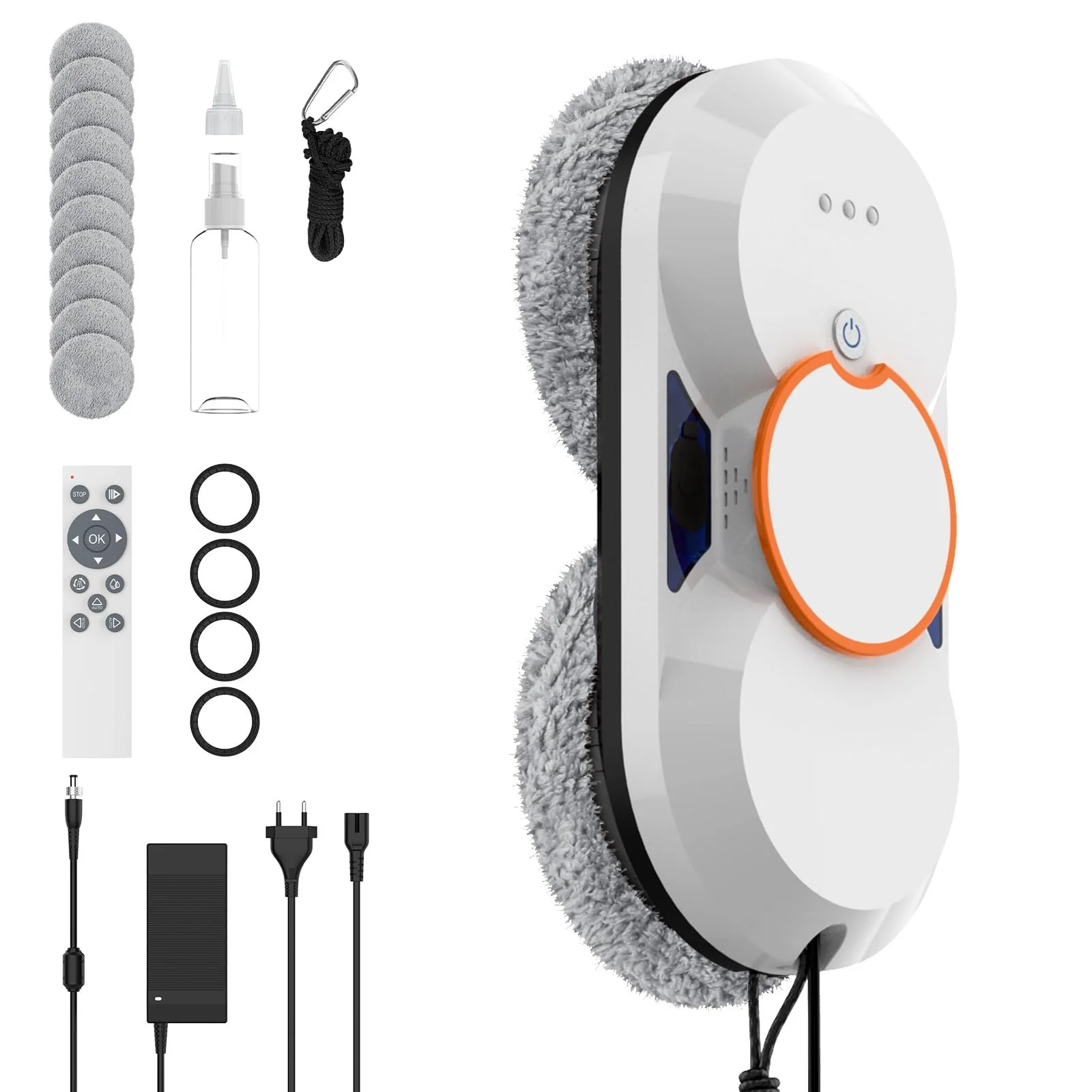 Робот для миття вікон, 5600 Па, інтелектуальна навігація, дистанційне керування, 3 режими очищення, система безпеки та вісім серветок для чищення, фото №1 Робот для миття вікон, 5600 Па, інтелектуальна навігація, дистанційне керування, 3 режими очищення, система безпеки та вісім серветок для чищення, фото №1