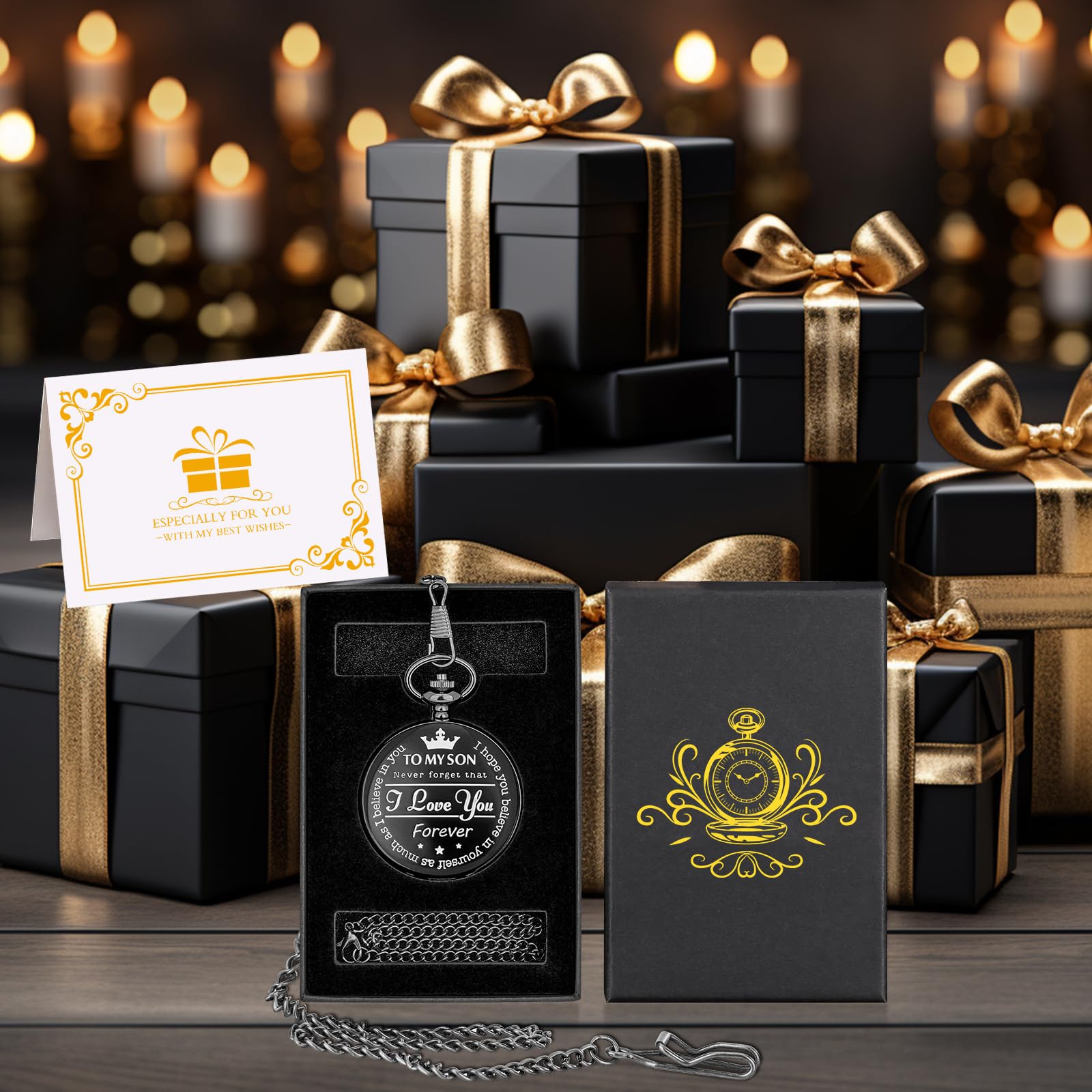 Гравированный карманные часы Keller & Weber Моему сыну Я тебя люблю с цепочкой, фото №5 Гравированный карманные часы Keller & Weber Моему сыну Я тебя люблю с цепочкой, фото №5