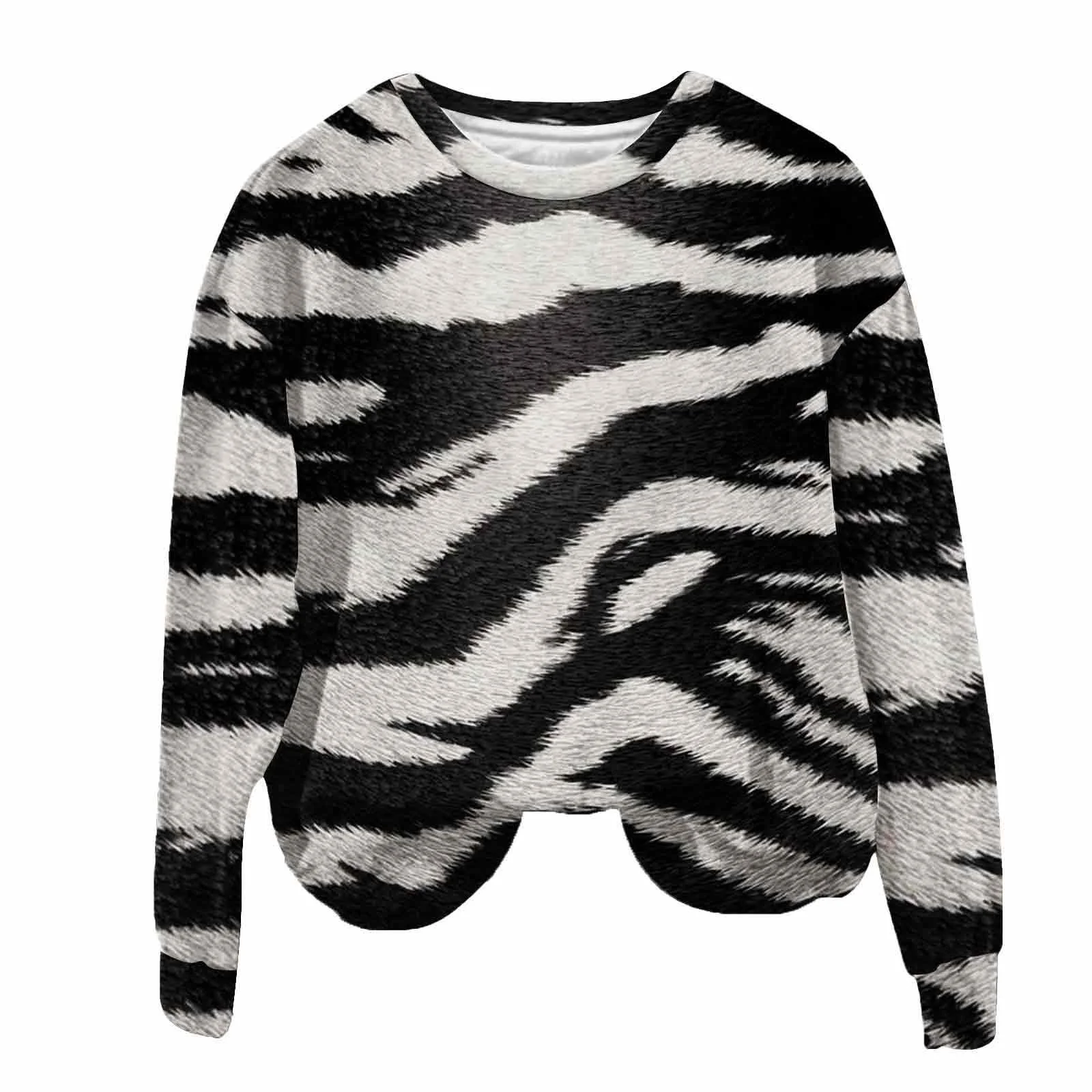 Женский Свитшот Рождественский 2025 Уютная Зимняя Коллекция Доминирующий и Трендовый Анималистичный Принт Осенне-Зимний Мягкий Удобный Пуловер с Длинными Рукавами, фото №1