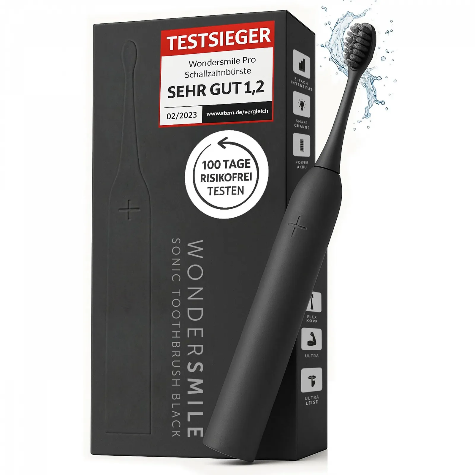Звуковая зубная щетка Wondersmile Sonic Toothbrush PRO 4 программы чистки Ultimate Black, фото №1