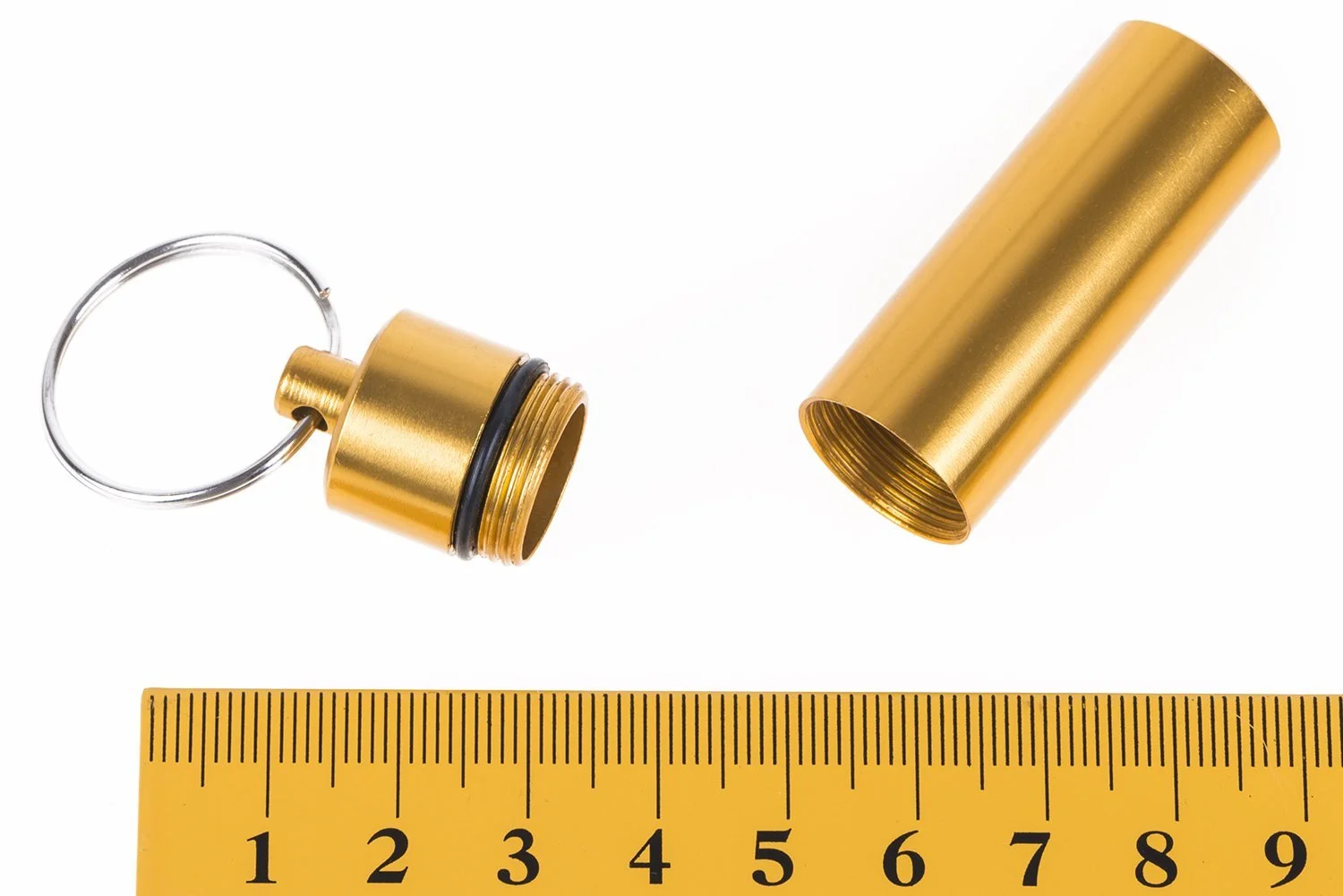 Водонепроникна капсула для вулиці Алюмінієвий контейнер для походів Коробка для таблеток для зберігання дрібних деталей Грошей Жовтий/Помаранчевий, фото №3