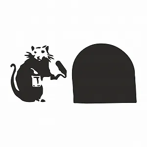 Наклейка на стіну Banksy Rat Mouse Hole Мишача нора 20 см x 10 см з інструкцією - Фото 1