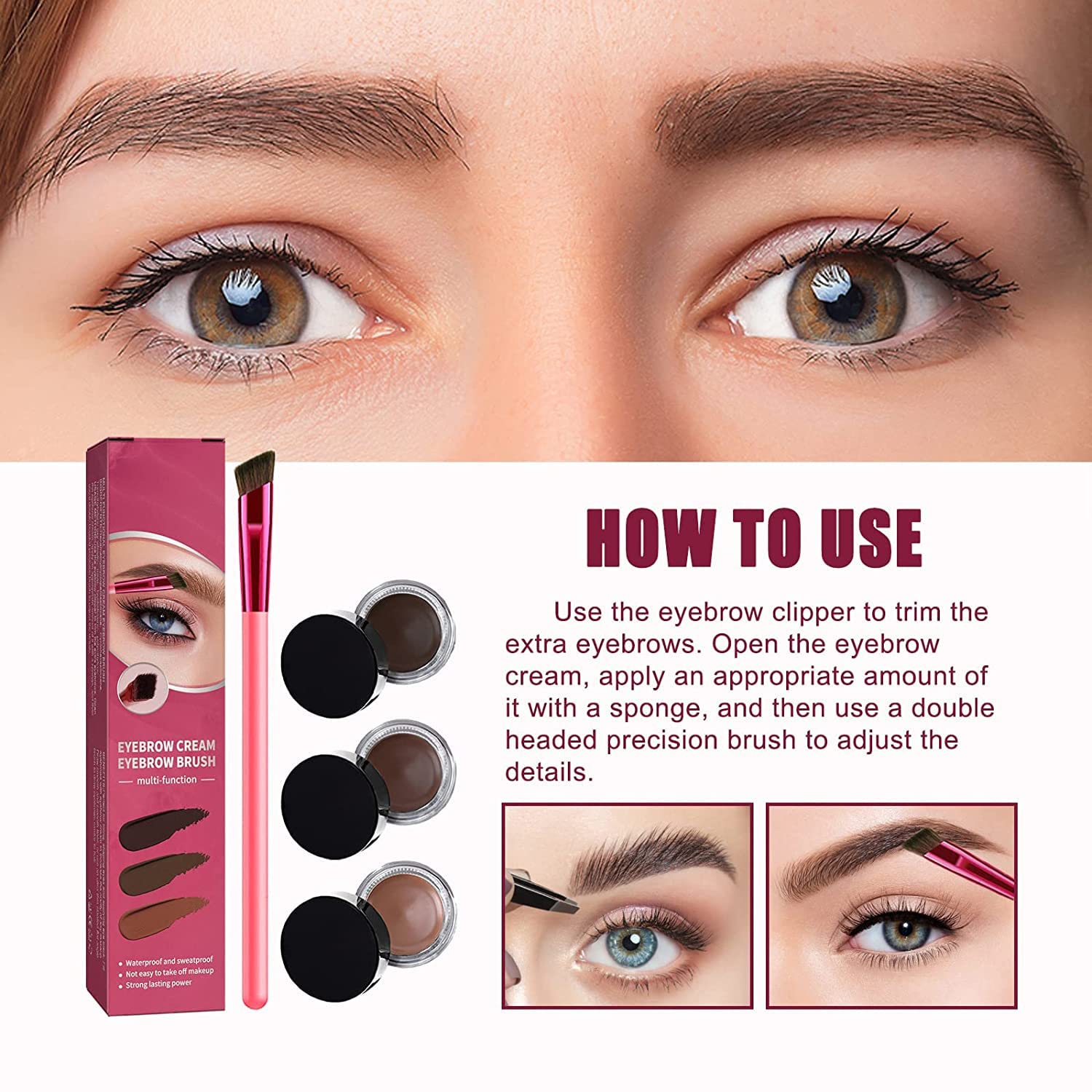 Щітка для брів 4D Hair Stroke Brow Stamp Brush Multi-functional Eyebrow Brush Mixed, фото №7