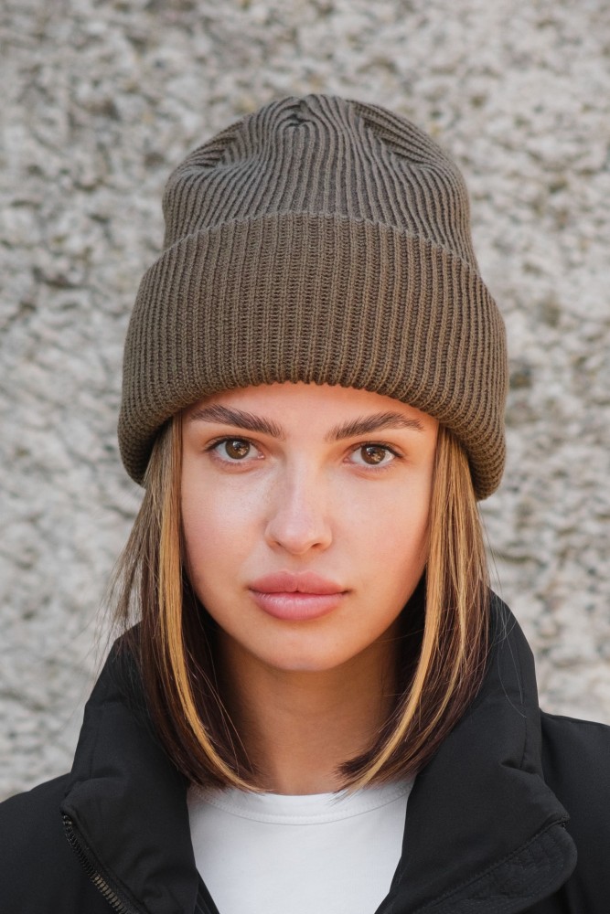 Подовжена трикотажна шапка біні докер Without dominic khaki, фото №6 Подовжена трикотажна шапка біні докер Without dominic khaki, фото №6