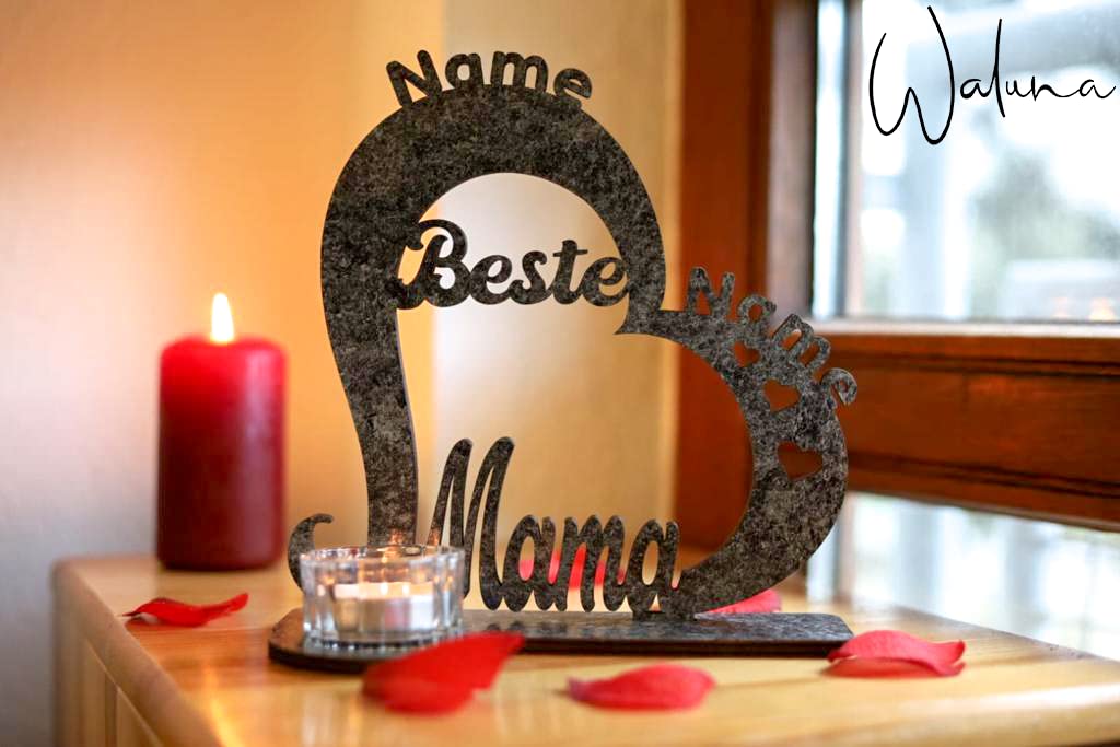 Тримач для чайного свічки Waluna® Best Mum Персоналізований з двома іменами Серце День матері День народження 12 кольорів, фото №6