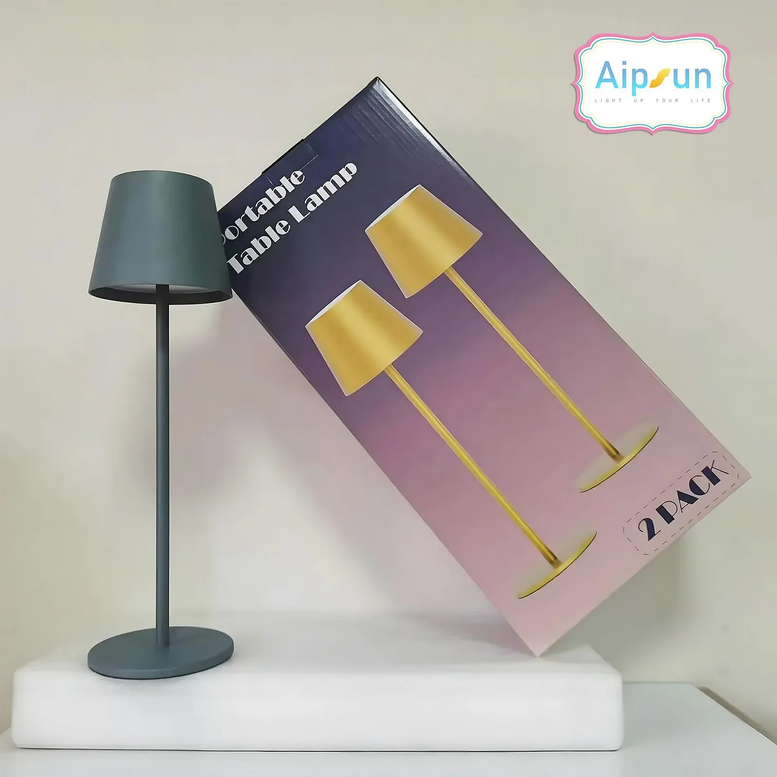 Настільна лампа Aipsun (Набір із 2 шт.) акумуляторна LED 6000 mAh бездротова IP54 синя, фото №2