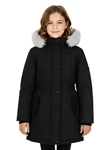 Зимняя куртка для девочек с капюшоном и меховой отделкой Sunny Sprout, утепленная куртка-пуховик с ветрозащитными рукавами - Фото 1