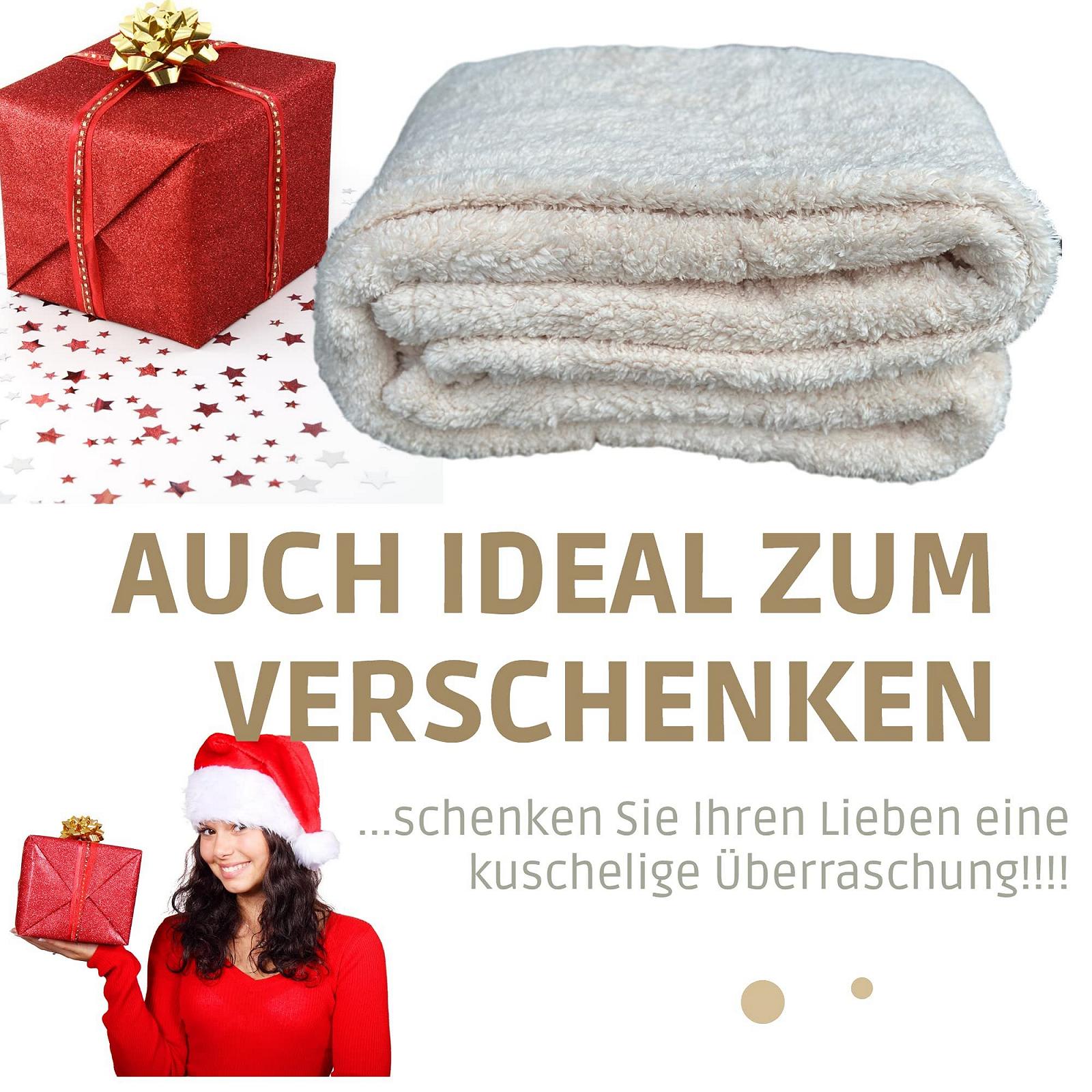 Покрывало Cleanlevel EST 2016 Мягкое, 1.6 кг, вид овчины, диванное покрывало шерпа, двустороннее покрывало, покрывало для дивана (Кремовый однотонный), фото №4