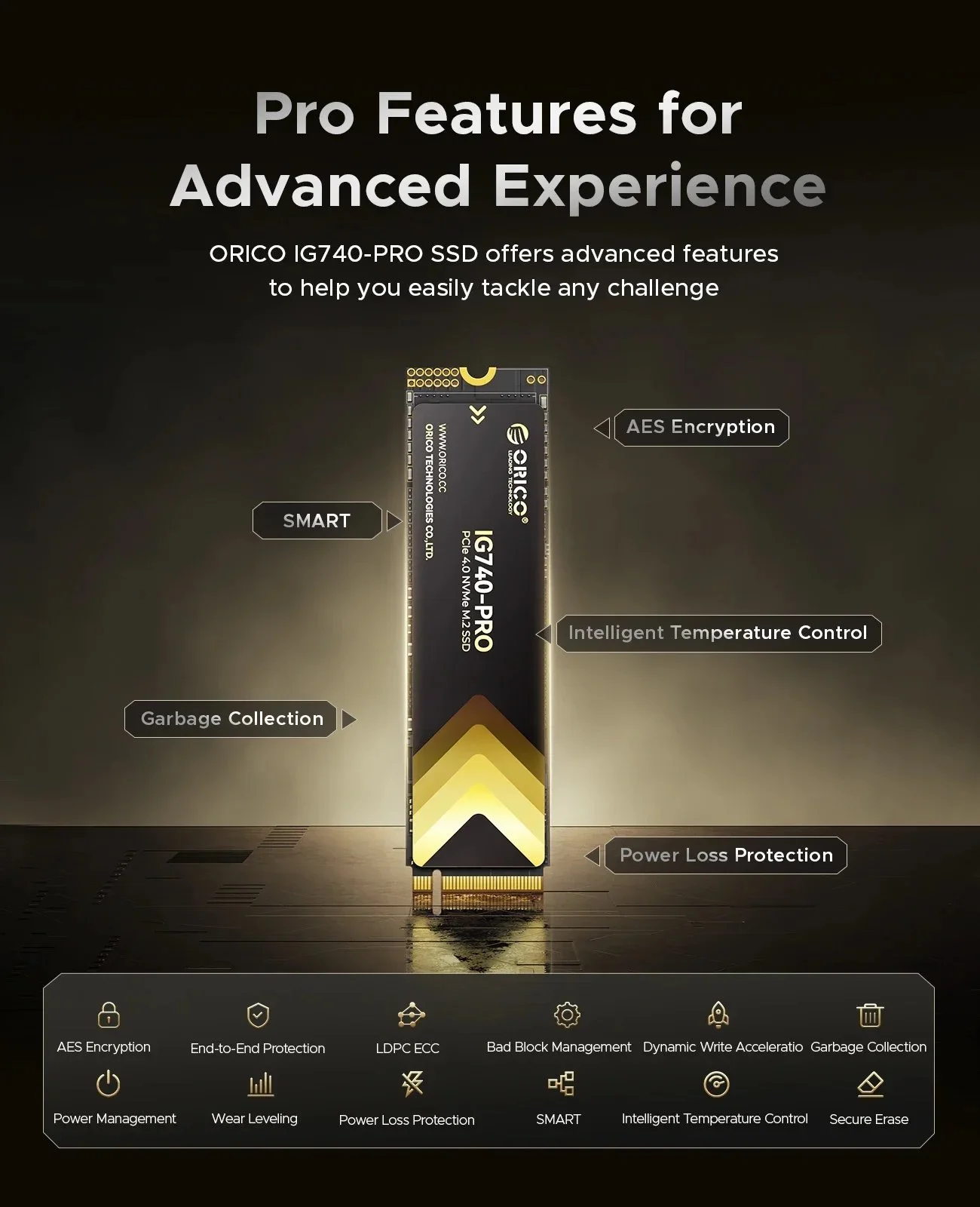 SSD накопитель ORICO IG740-Pro 1TB NVMe 2280 PCIe4x4 7400MB/s, фото №9 SSD накопитель ORICO IG740-Pro 1TB NVMe 2280 PCIe4x4 7400MB/s, фото №9