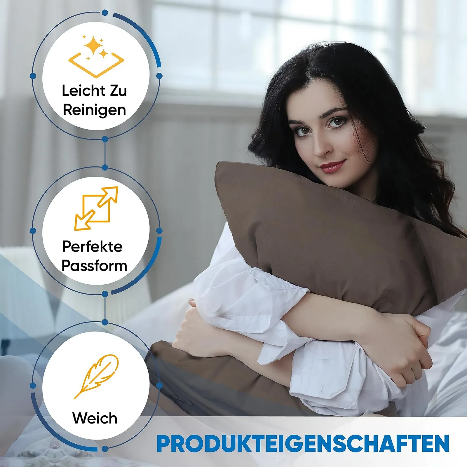 Комплект постільної білизни MALIKA 4 предмети 135 x 200 см + 80 x 80 см мікрофібра Однотонний, фото №5