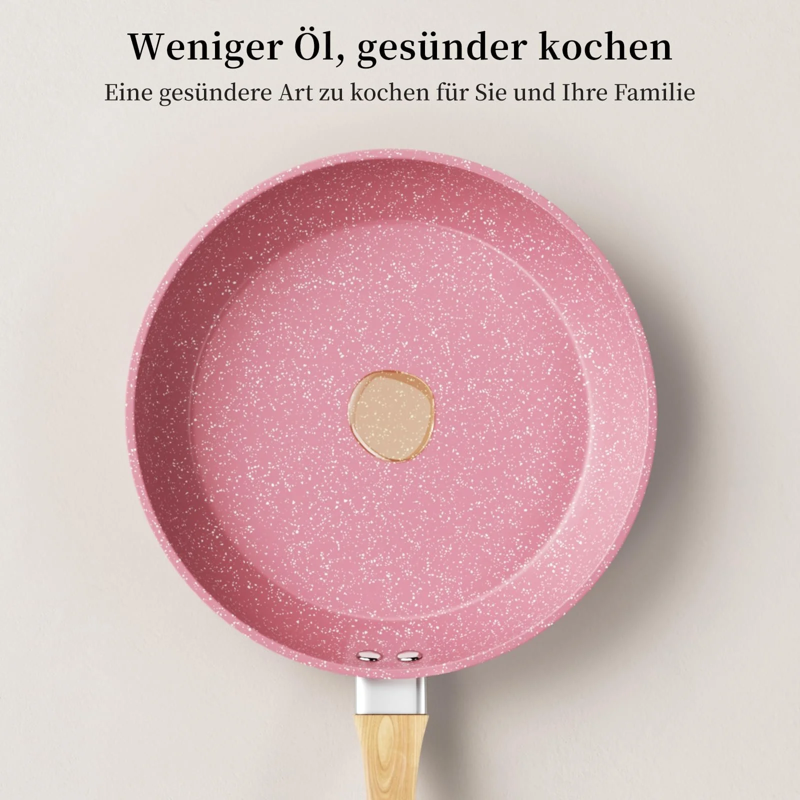 Сковорідка Innerwell Антипригарна 24 см, рожева, для індукційних плит, без PFOA, підходить для всіх плит, антидеформаційна основа, фото №4