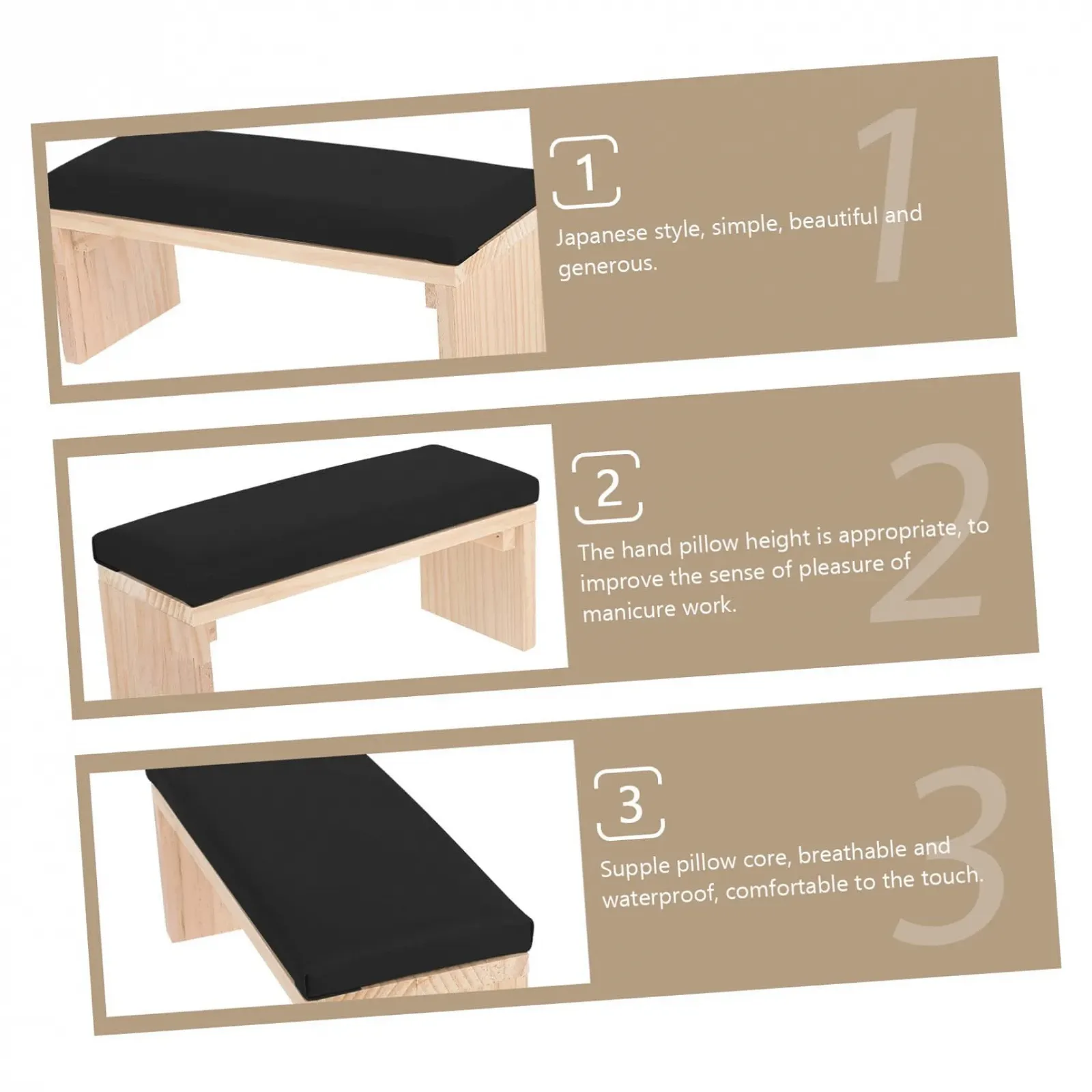 Подушка для рук майстра манікюру Дерево/Шкіра Сіра, фото №3