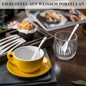 Ложка Фарфор Белый (3 шт в наборе) и Стеклянная Ложка для Меда synthetic.ua - Фото 1