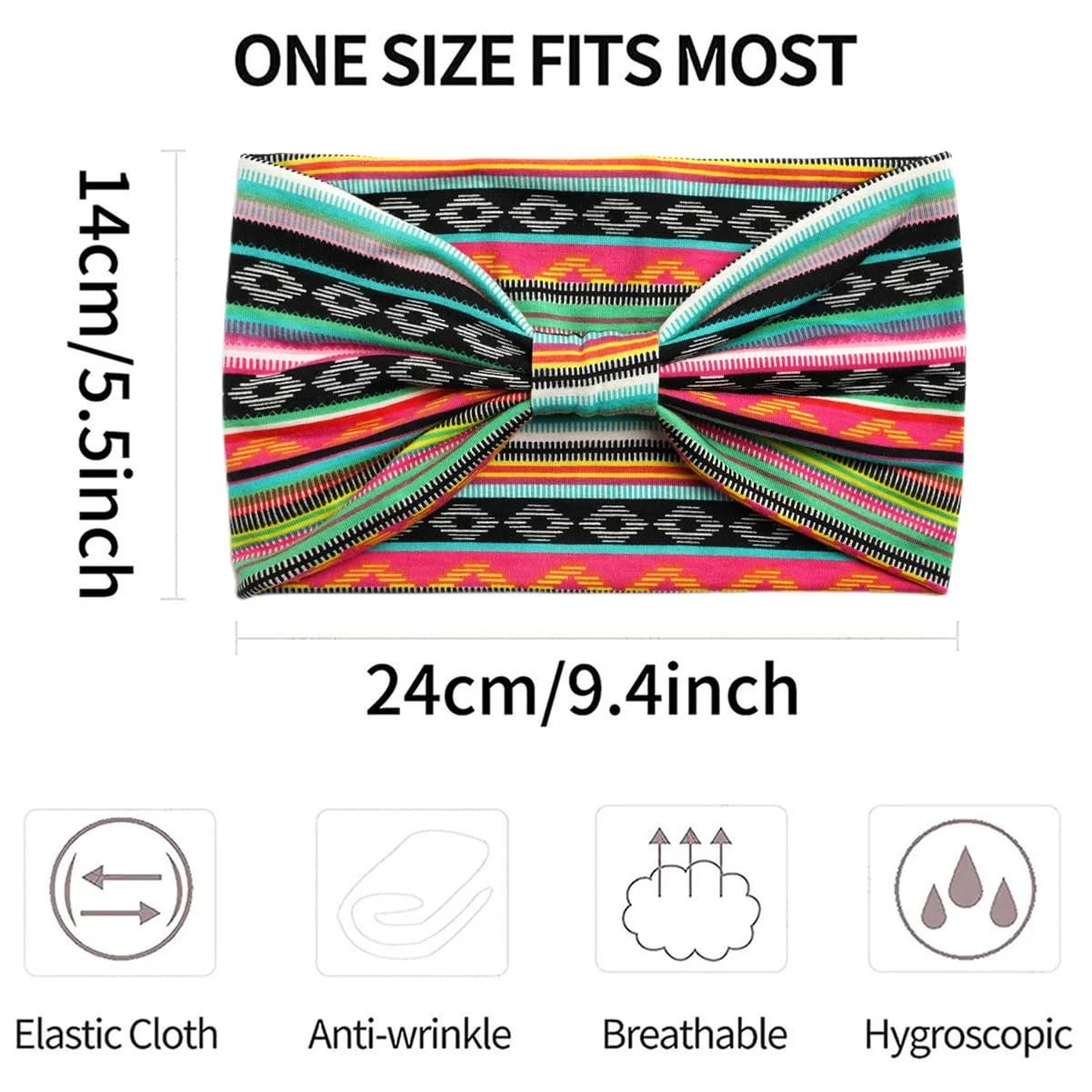 Набір із 3 жіночих пов'язок в стилі бохо, еластичні, фото №3