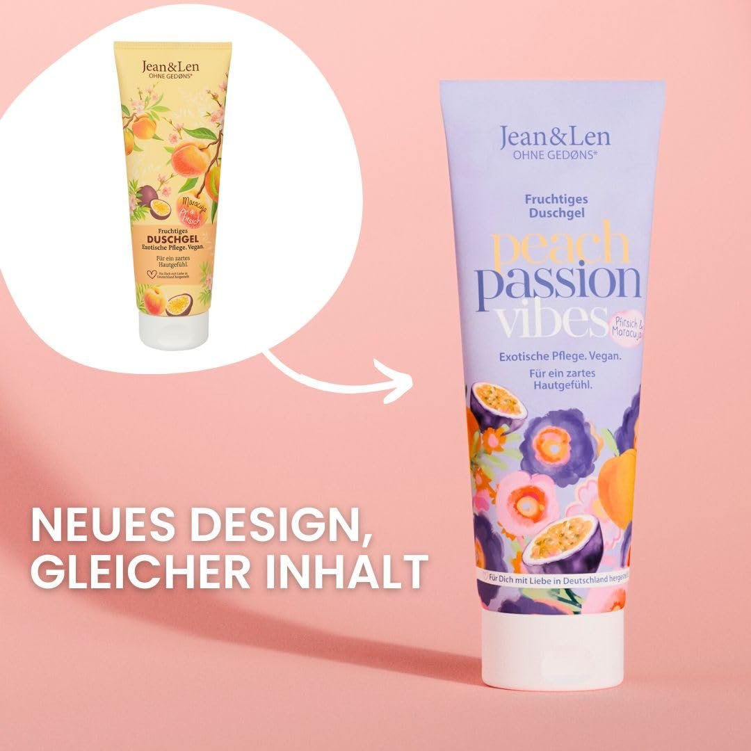 Гель для душу Jean & Len Fruity Peach & Passion Fruit веганський 250 мл, фото №2