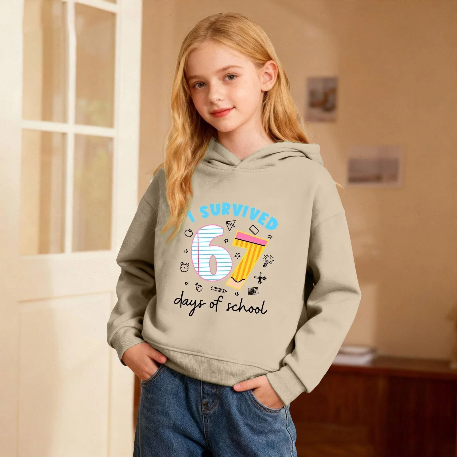 Пуловер Sechs Sieben для детей с принтом Зимний детский костюм с мультяшным рисунком, длинными рукавами, фото №4