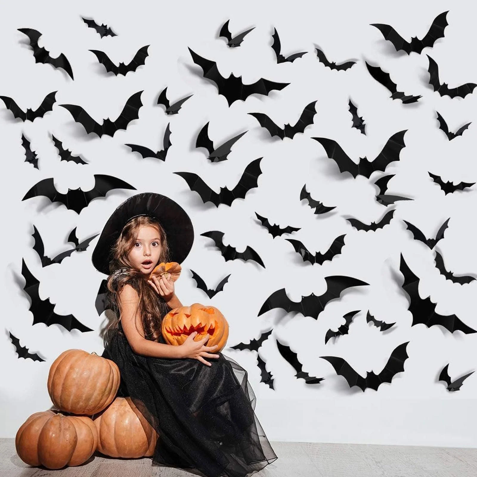 Наклейки на стіну Декор на Хелловін Набір 120 шт. 3D Кажани 4 розміри, фото №4