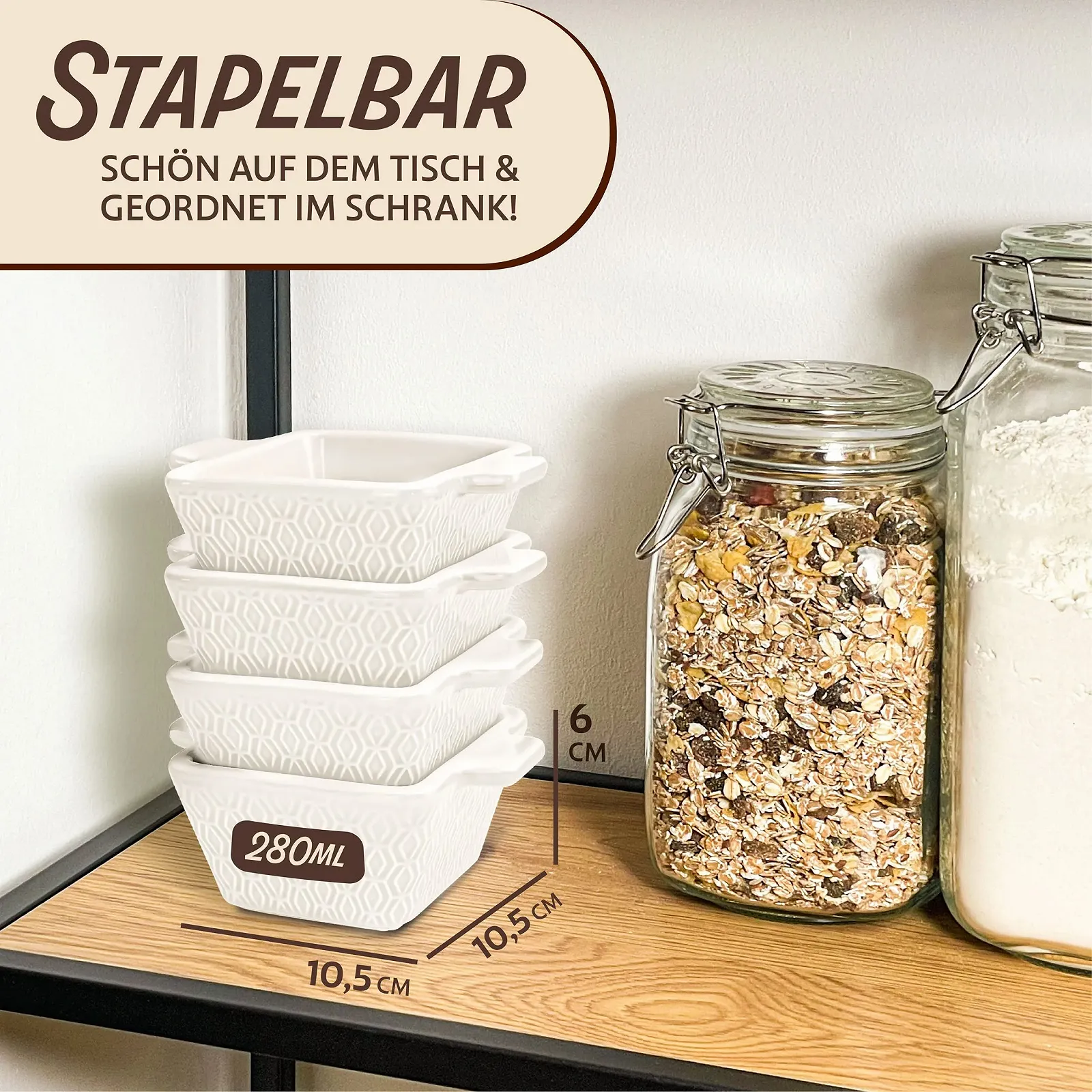 Формы для суфле Praknu набор из 4 шт керамические розовые 280 мл квадратные, фото №4