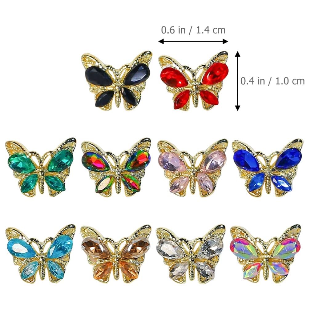 Аксессуары для дизайна ногтей Стразы Подвески Блестящие Подвески-бабочки для ногтей Стразы для украшения ногтей Маникюрные ювелирные подарки Набор для дизайна ногтей Набор смолы 3D 10 шт, фото №6