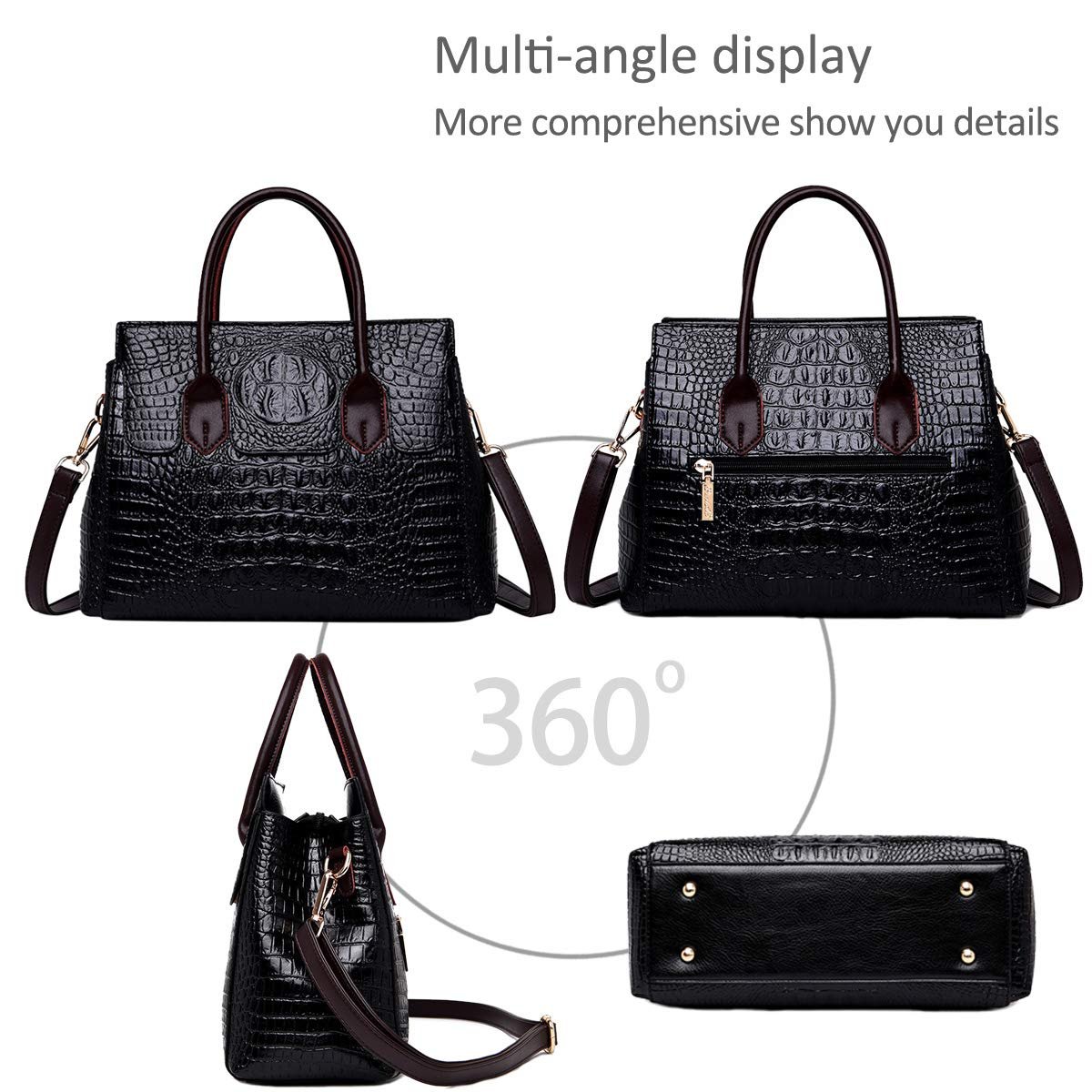 Сумка Nicole & Doris, с верхней ручкой, кожа PU, черный, классический, фото №5