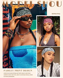 Повязка на голову Хлопковая эластичная Kajeer Набор из 5 штук synthetic.ua - Фото 1