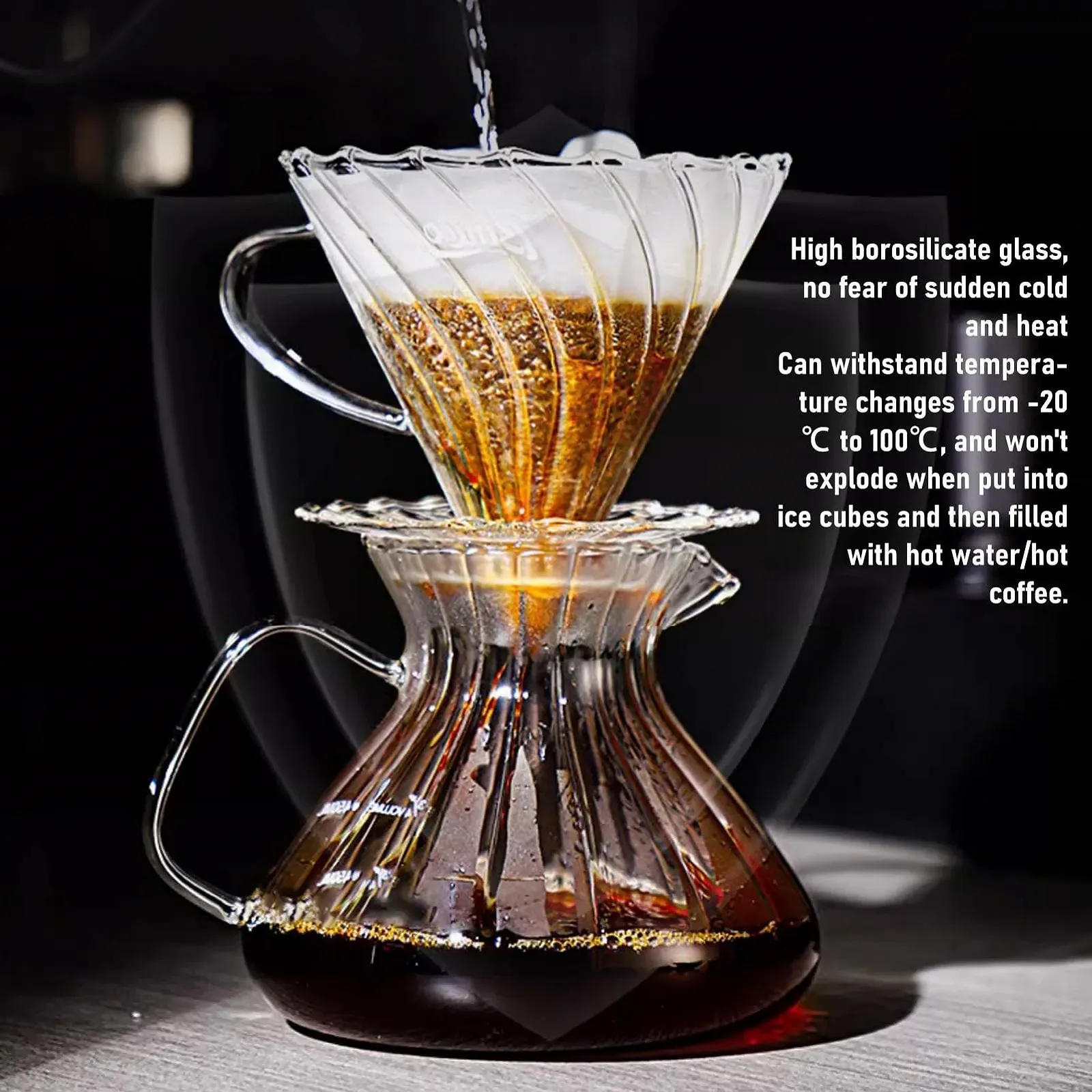 Сервер для кофе стеклянный Haofy 500 мл, прозрачный, фото №7