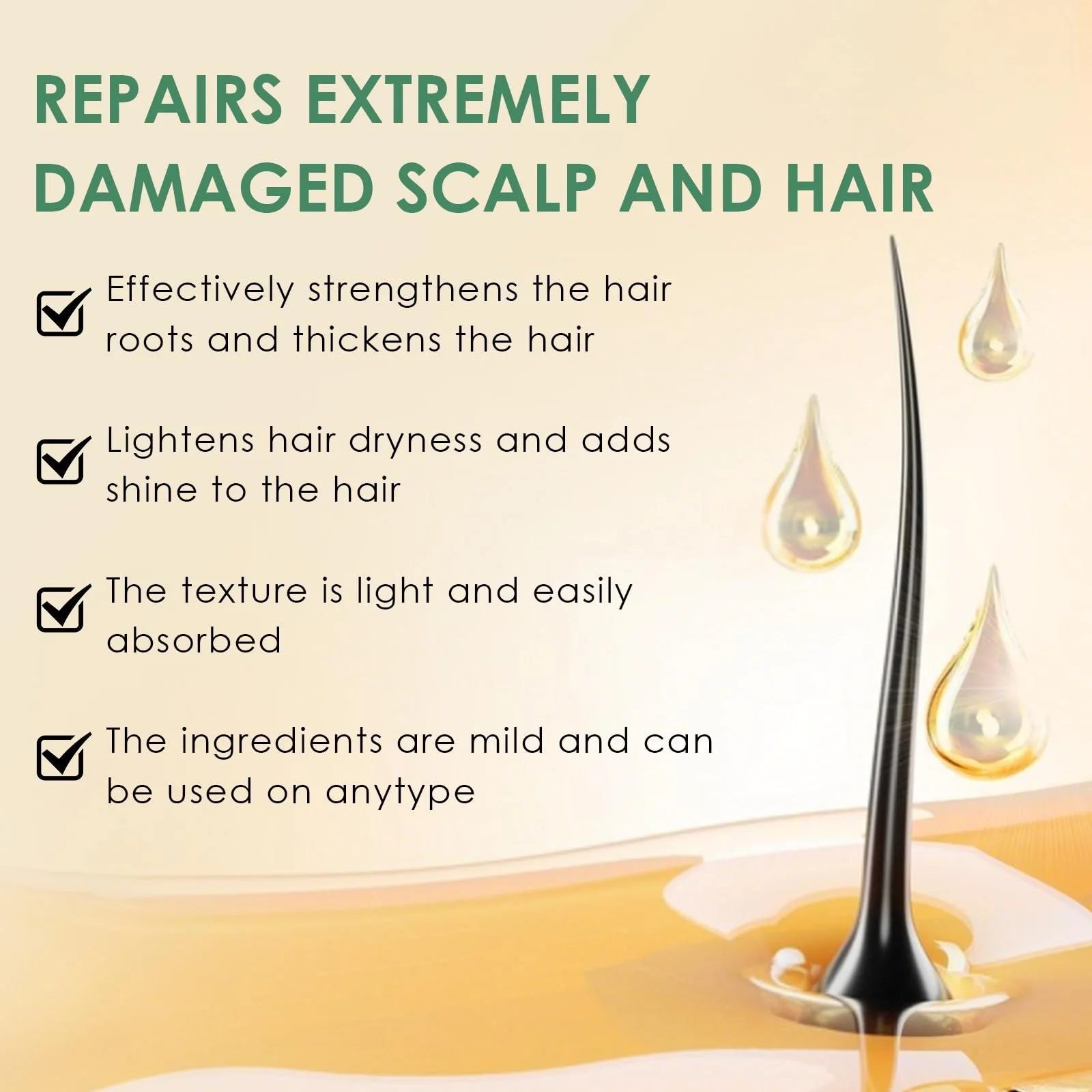 Сироватка для росту волосся 60 мл для чоловіків і жінок, з ролером 0,5 мм, Засіб для догляду за волоссям, фото №3