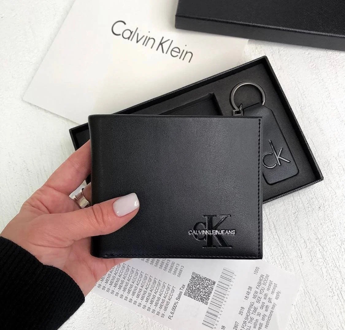 Чоловічий гаманець з натуральної шкіри Calvin Klein портмоне в подарунковому упакуванні Calvin Klein, фото №1