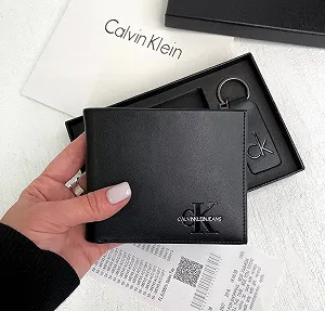 Чоловічий гаманець з натуральної шкіри Calvin Klein портмоне в подарунковому упакуванні Calvin Klein - Фото 1