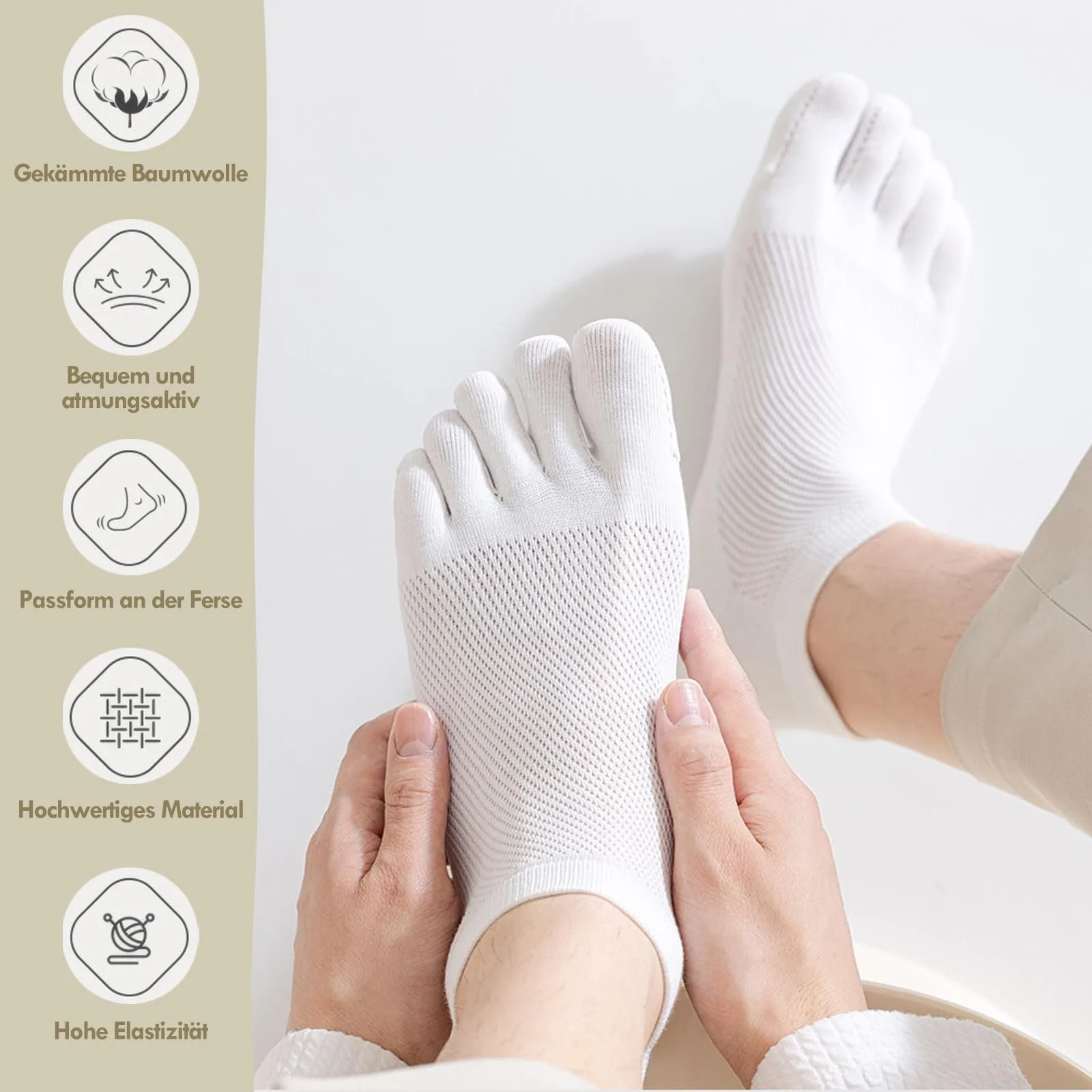 Шкарпетки з пальцями ніг Білі 6 пар 39-40, фото №4