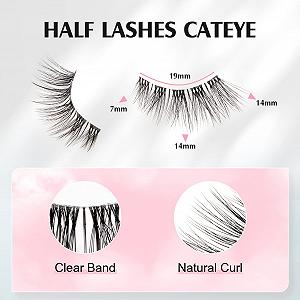 Вії Parriparri Наполовину Природні Штучні 10 Пар Cat Eye Прозора Стрічка Half Cat Eye Пухнасті Природні Накладні Вії synthetic.ua - Фото 1