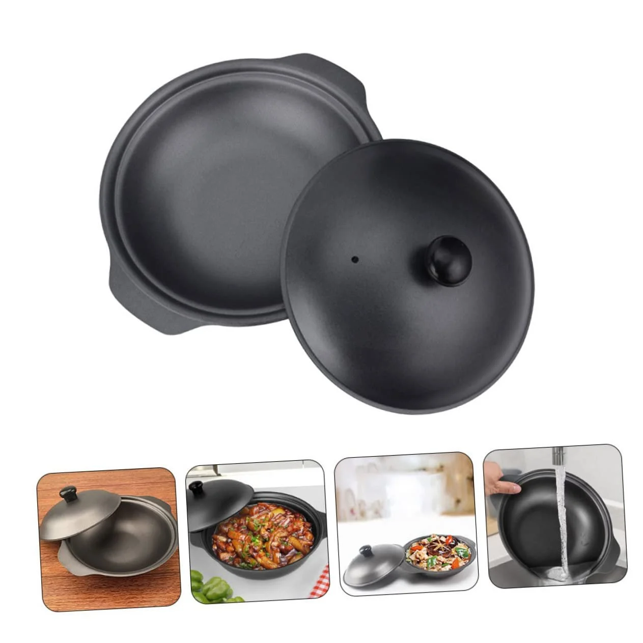 Каструля-жаровня Cast Iron з кришкою антипригарна термостійка, фото №7