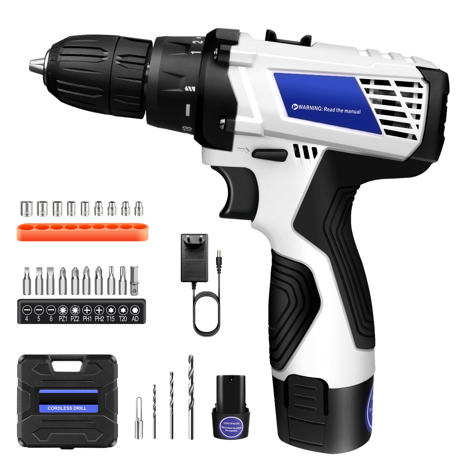 Дрель-шуруповерт Cordless 16.8 В с 2 x 1500 мАч батареями 0.8-10 мм быстро сменный патрон 2 переменные скорости с LED подсветкой, фото №1