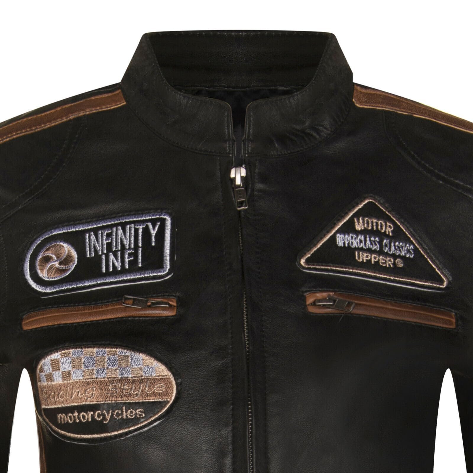 Кожаная Куртка Infinity Leather Женская Байкерская Повседневная Мото с нашивками, фото №4