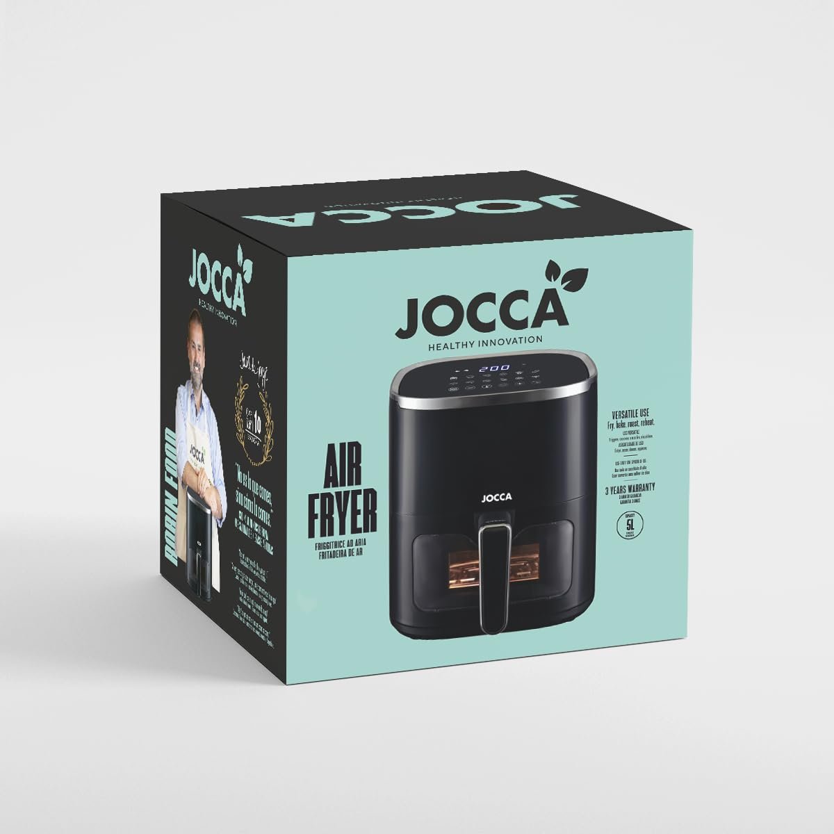 Мультипечь JOCCA 5 L, без масла, 1450 W, регулировка температуры, LED-сенсорный экран, энергосберегающая, Black2, фото №6