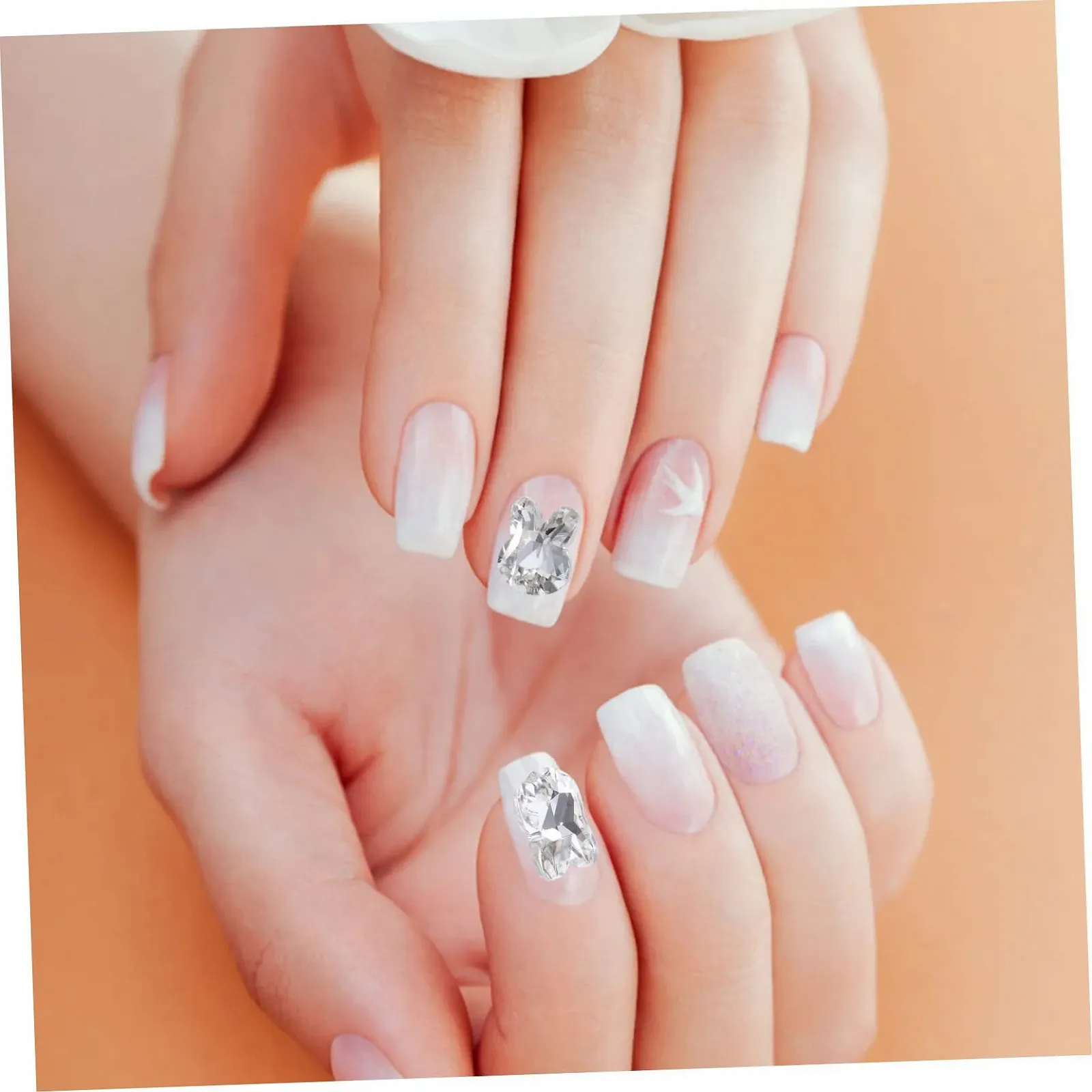 Прикраса для нігтів Кролик WOONEKY. 3D Підвіска для нігтів зі стразами Срібні намистини для DIY манікюру, фото №9