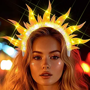 Обруч для волос Огонь с подсветкой LED, Желтый - Фото 1