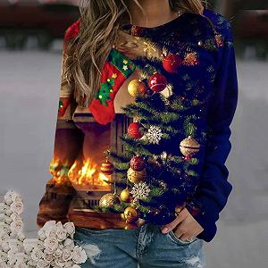 Жіночий Пуловер з круглим вирізом і різдвяним принтом synthetic.ua - Фото 1