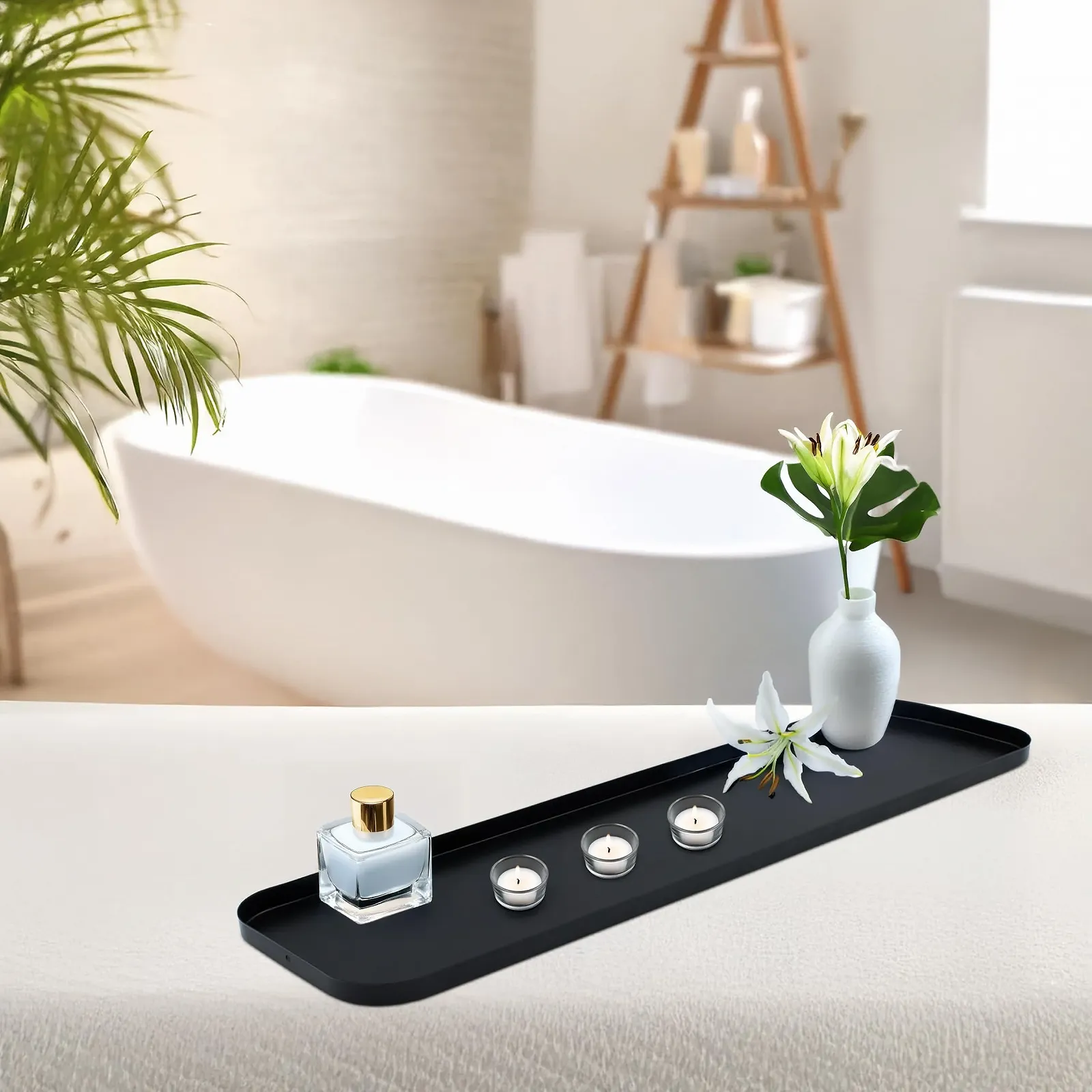 Металевий піднос для свічок Чорний Прямокутний з обідком, фото №4 Металевий піднос для свічок Чорний Прямокутний з обідком, фото №4