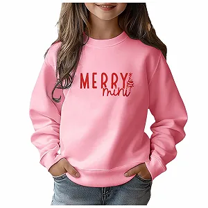 Рождественский свитер Детский рождественский джемпер для девочек с веселыми буквами Повседневный модный джемпер с длинными рукавами и круглым вырезом - Фото 1