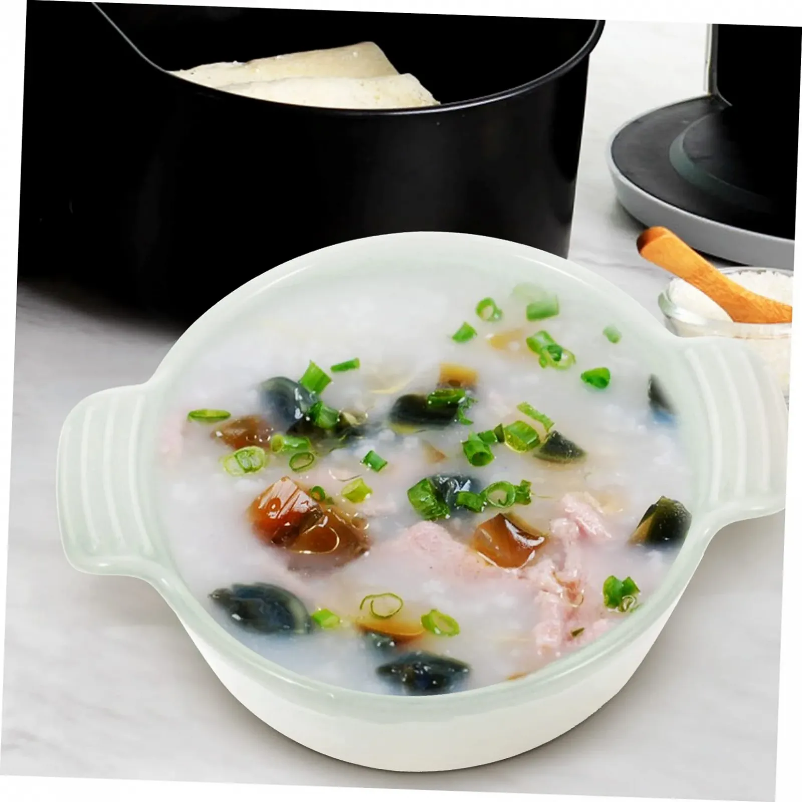 Форма для выпекания Luxshiny керамическая круглая с двумя ручками зеленая, фото №8