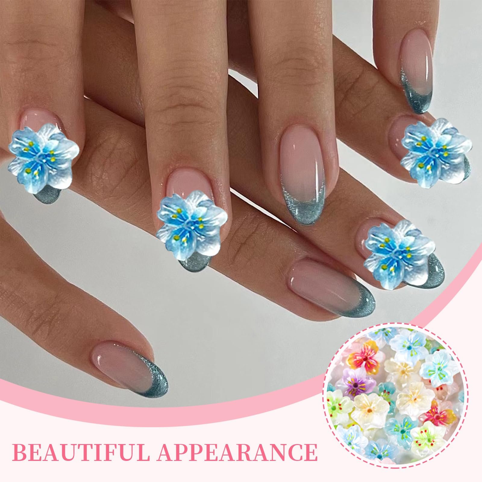 Украшения для ногтей Цветы 3D 80 шт Разноцветные, фото №5