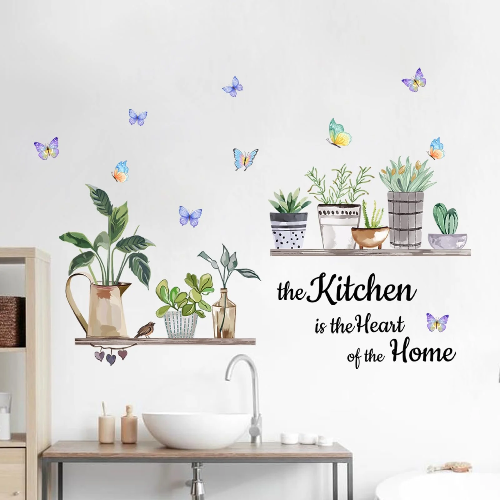 Наклейка на стіну Tanlaby Kitchen Flowers and Plants The Kitchen is the Heart of the House Peel and Stick, фото №3