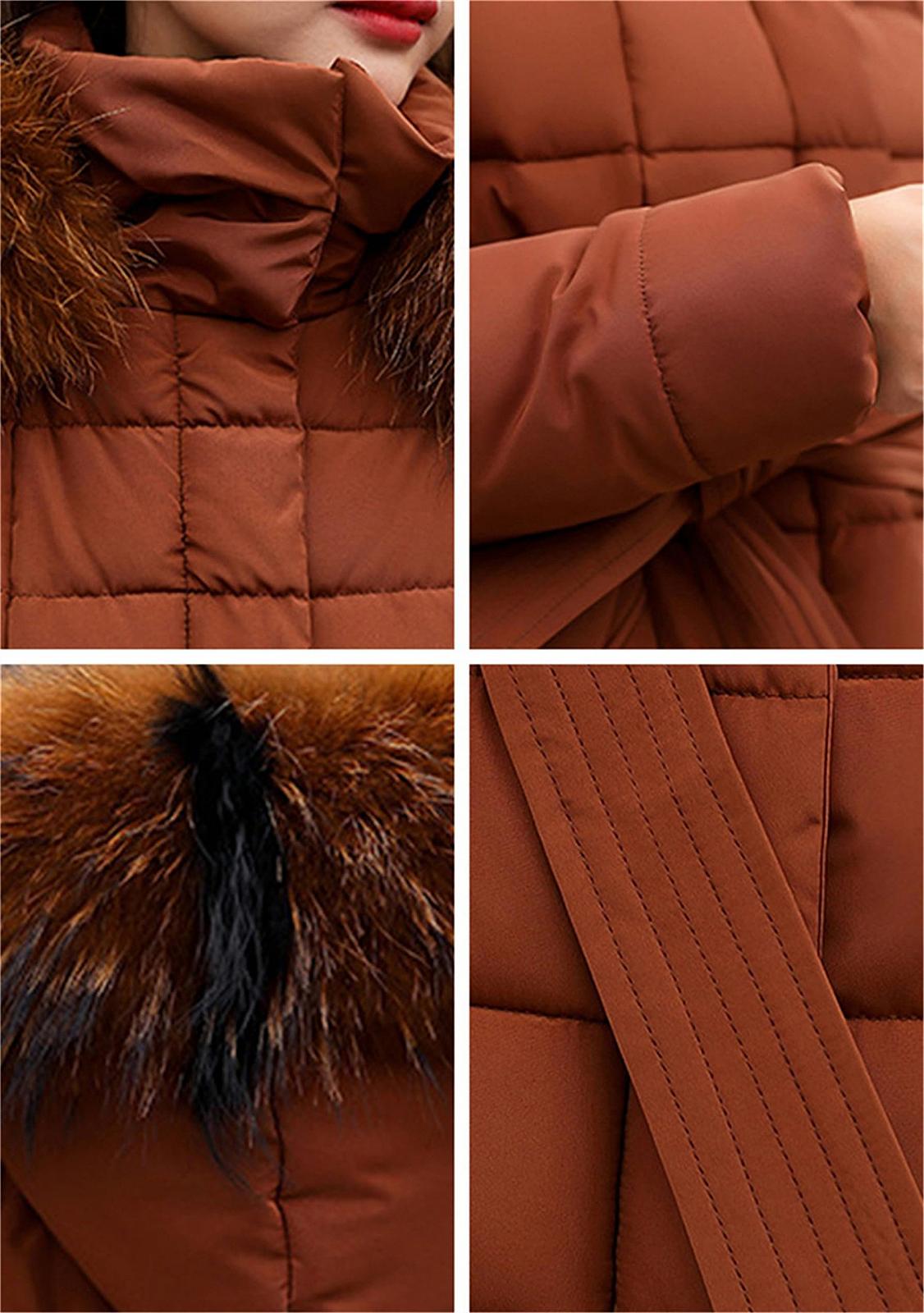 Пуховик Yming Максі з капюшоном зі штучного хутра, довга, фото №5