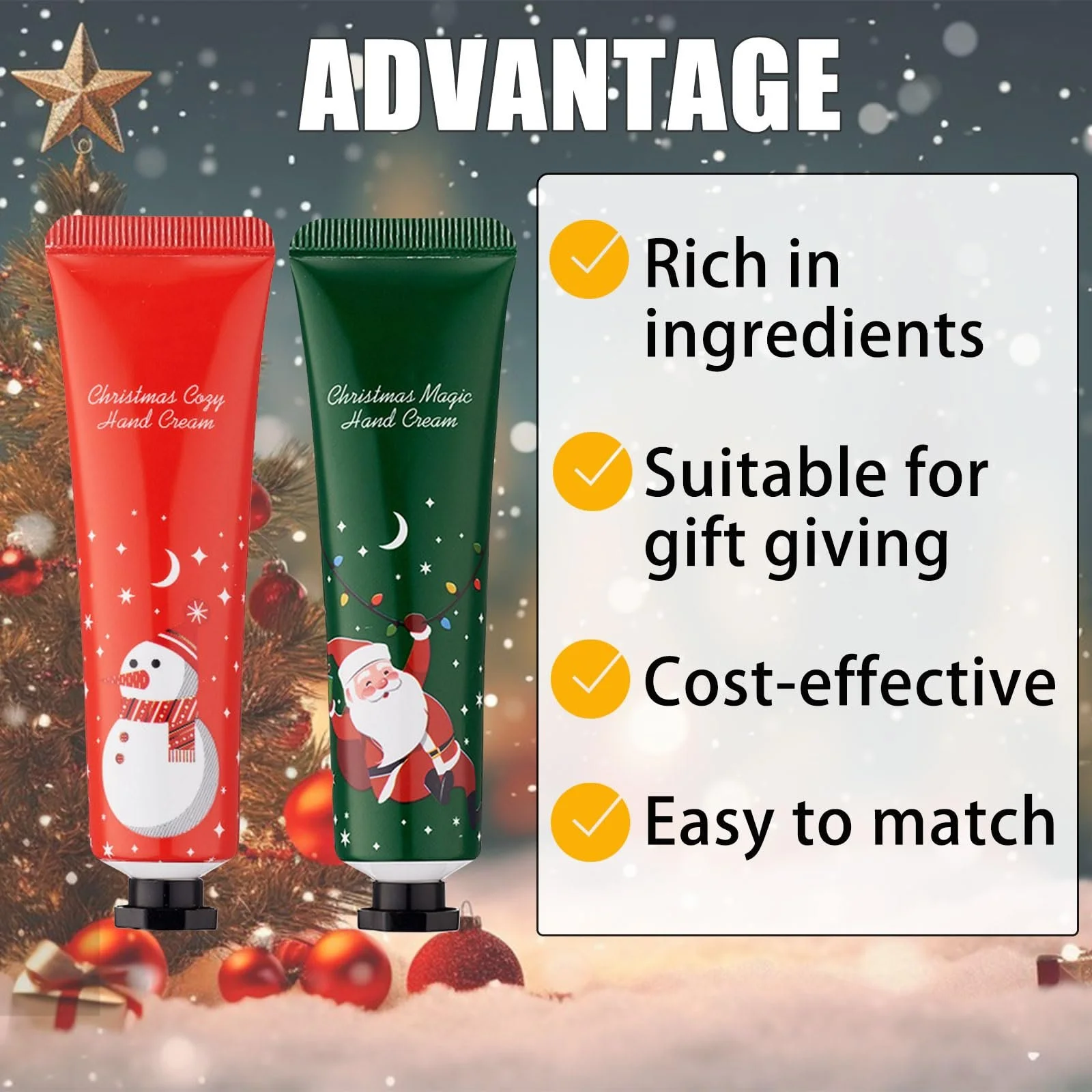 Набор кремов для рук Мини-крем для рук, 2 шт Увлажняющий крем Ароматизированный крем Рождественский крем для рук Подарок для женщин, фото №5
