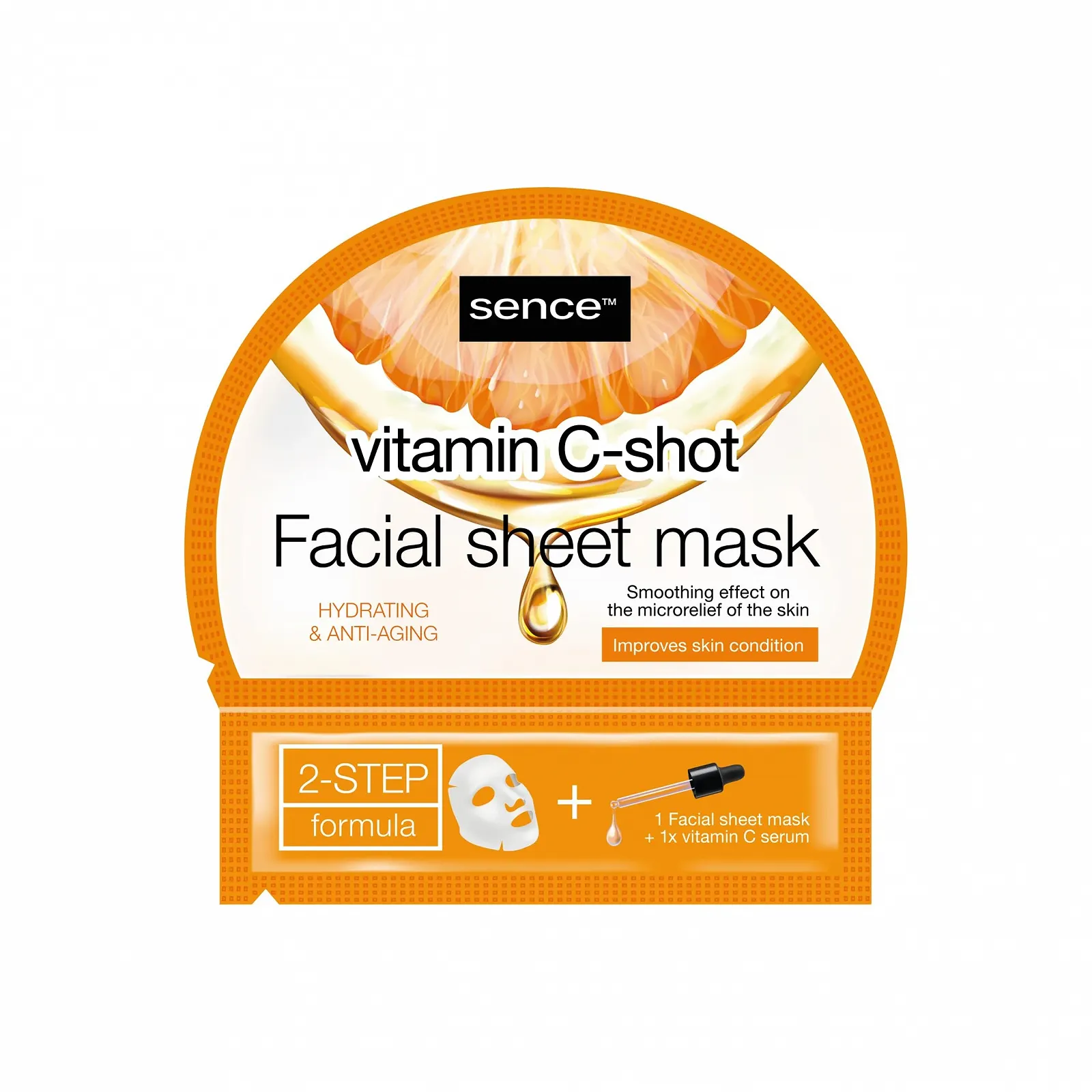 Тканевая Маска для Лица Sence 2-Step Vitamin C с 4 видами гиалуроновой кислоты и маслом моринги (3 шт. в упаковке), фото №1